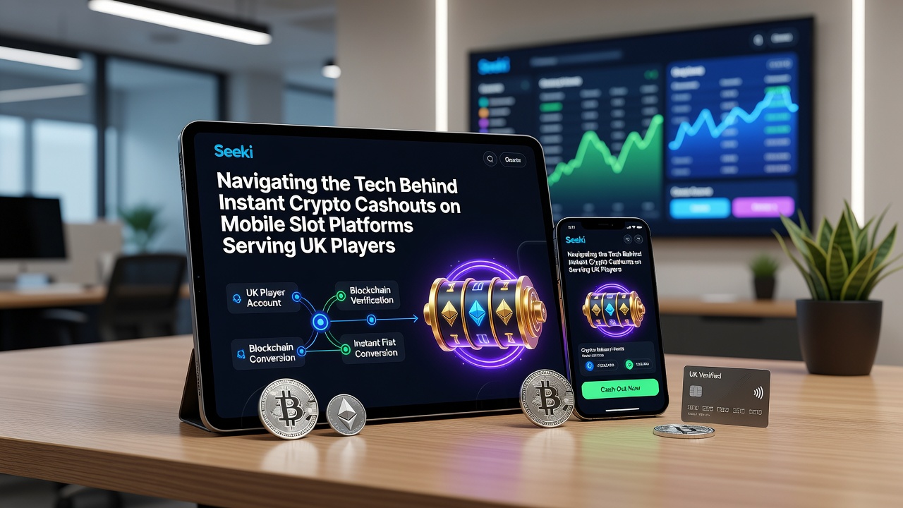Illustration of blockchain network nodes processing instant crypto cashout transactions on mobile devices